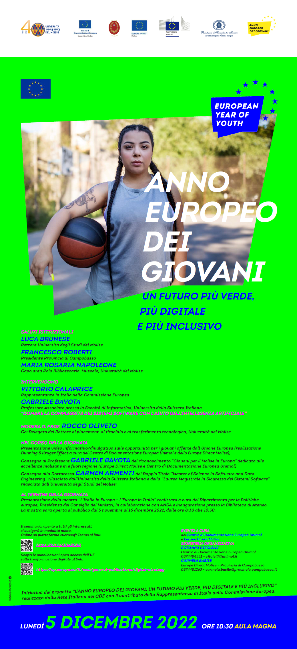 "L'Anno europeo dei giovani: Un futuro più verde, più digitale e più inclusivo" - 5 dicembre 2022, ore 10:30