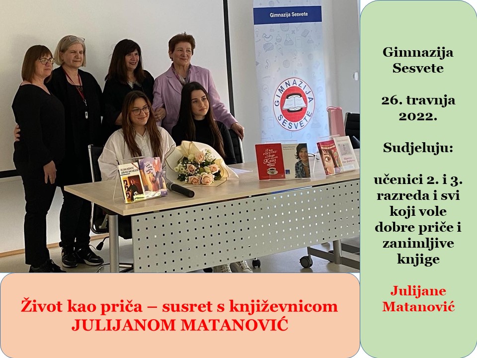 Pozivnica za naš književni susret s Julijanom Matanović