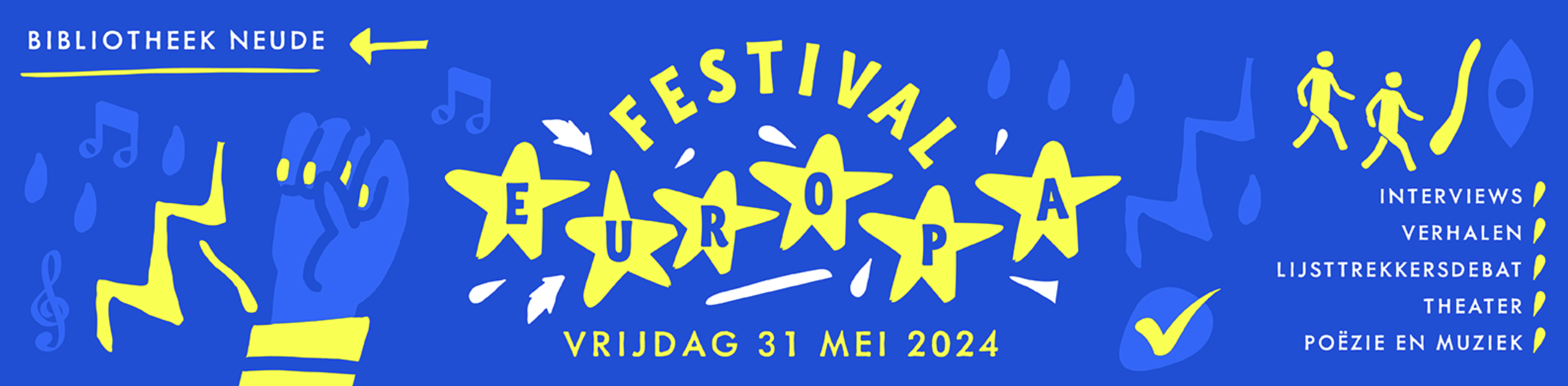 Banner with the colours blue and yellow and the logo of Festival Europe 