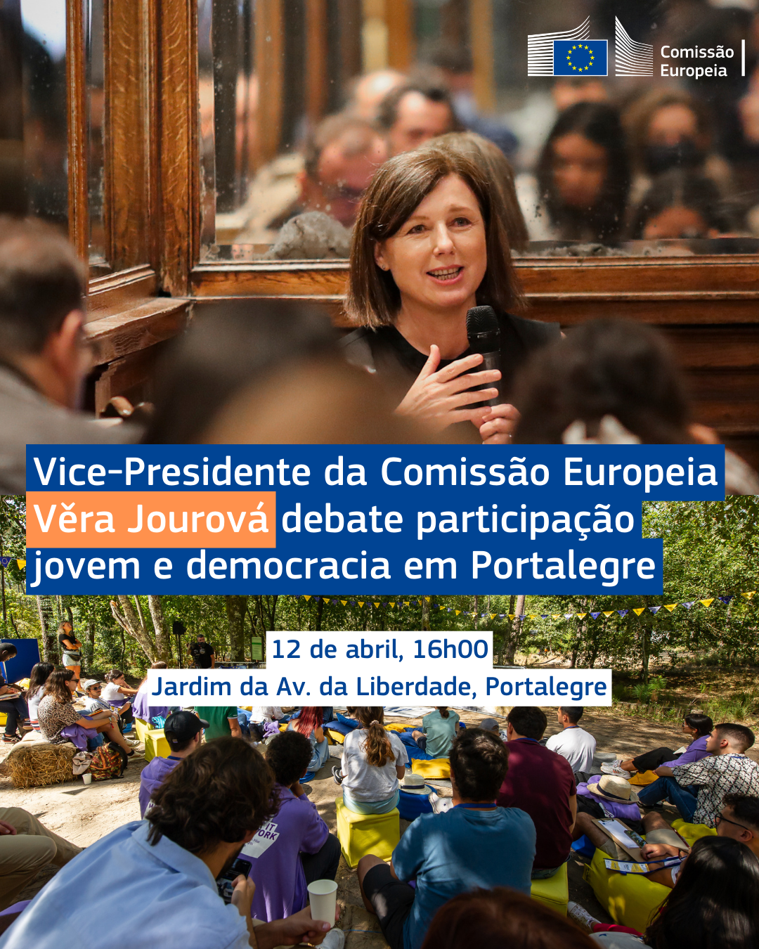 Vice-Presidente da Comissão Europeia Věra Jourová debate a participação jovem e democracia em Portalegre
