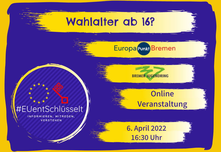 Visual der Veranstaltungsreihe #EUentSchlüsselt mit Eckdaten der Veranstaltung