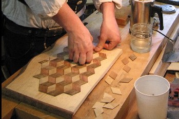Work on delicate historical wooden surfaces part of the workshops at the Training Course, Germany