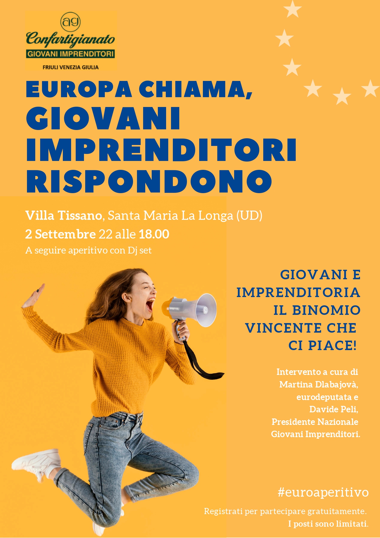 Locandina evento "Europa Chiama, Giovani Imprenditori Rispondono"
