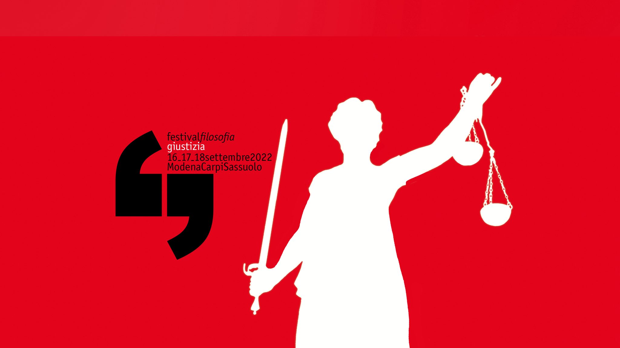 graphic image with red wall and white justice and balance statue