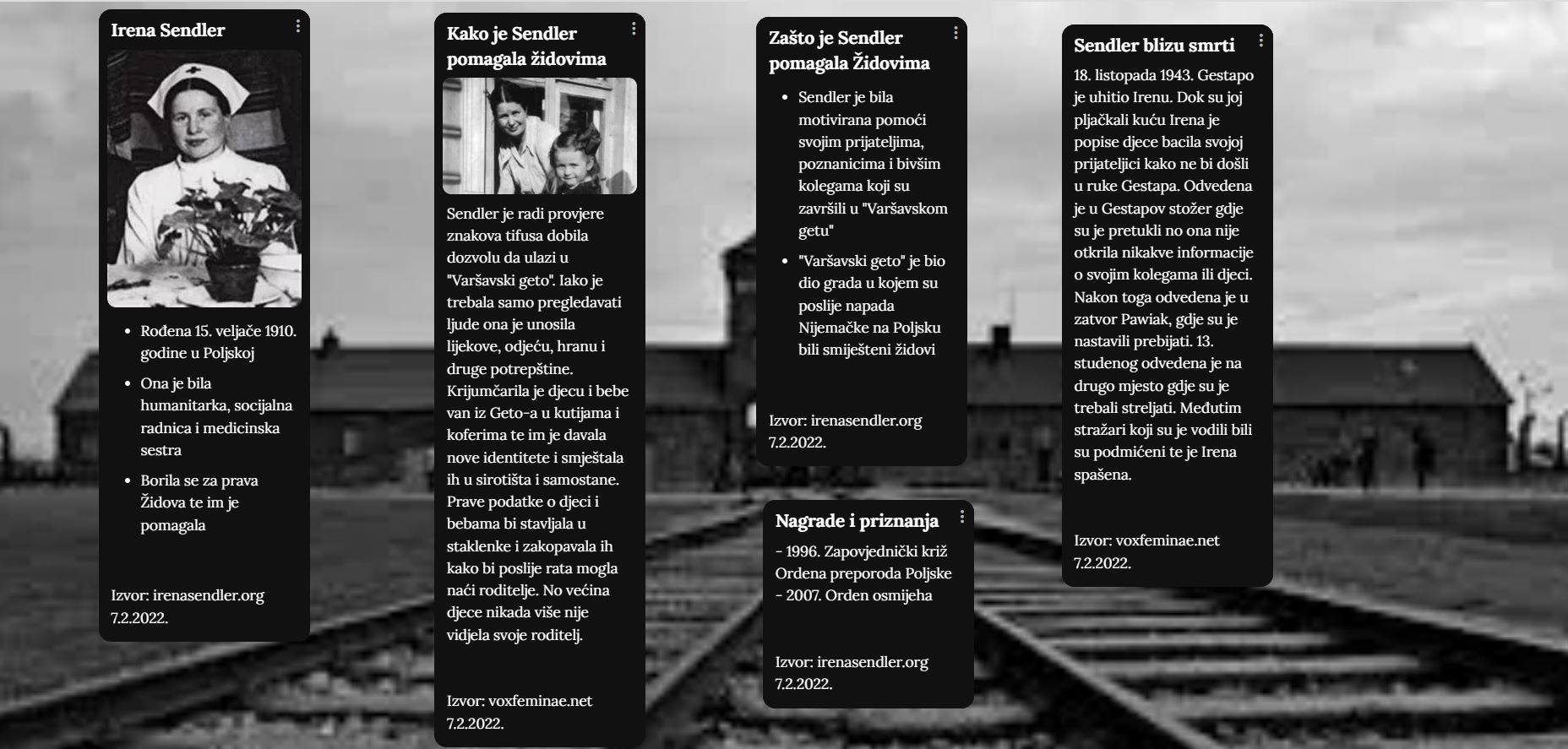 Dječji rad na temu holokausta u padletu.