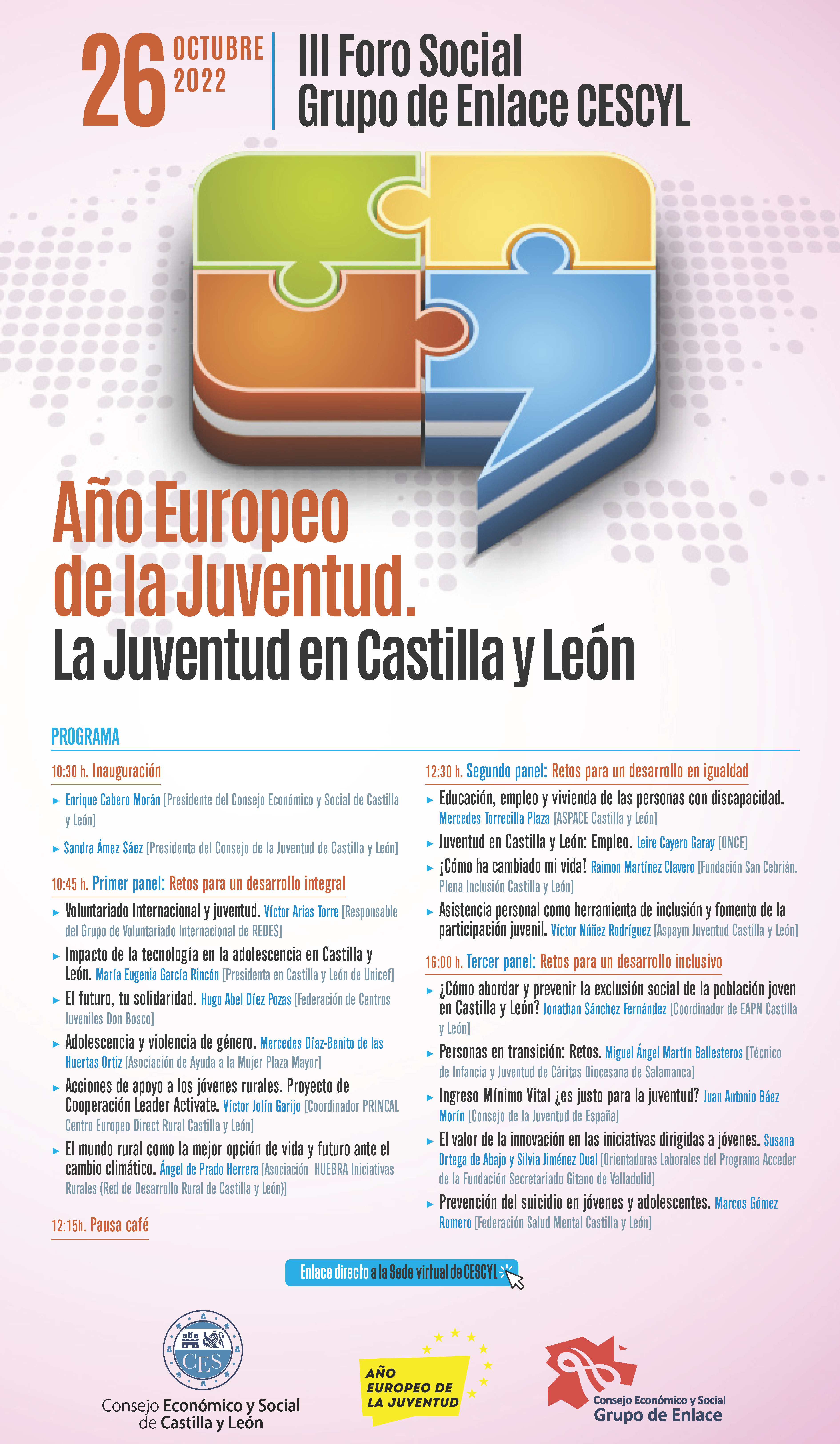 Programa del III Foro Social del Grupo de Enlace del CES de Castilla y León