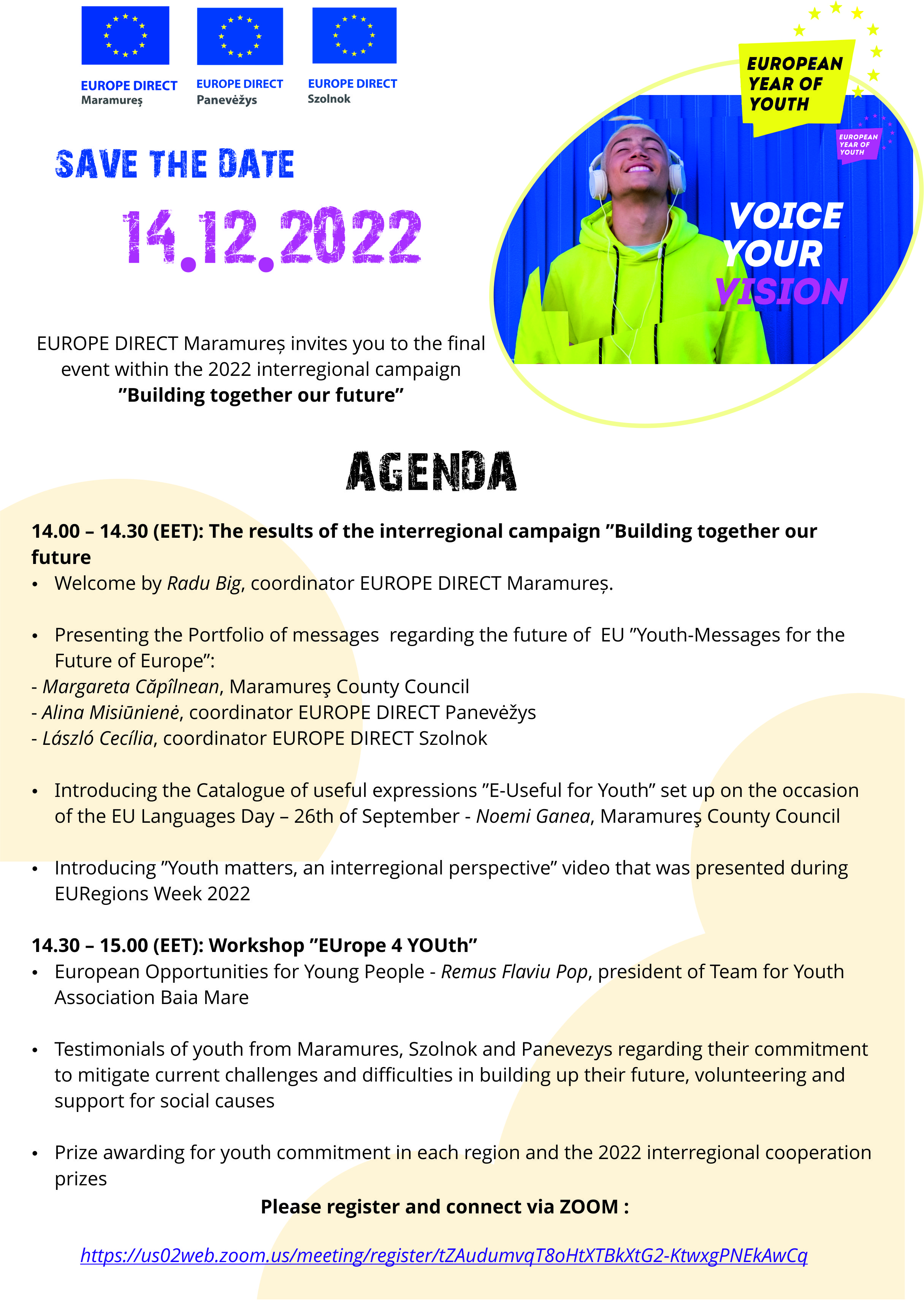 Agenda of the event ”Building together our future”