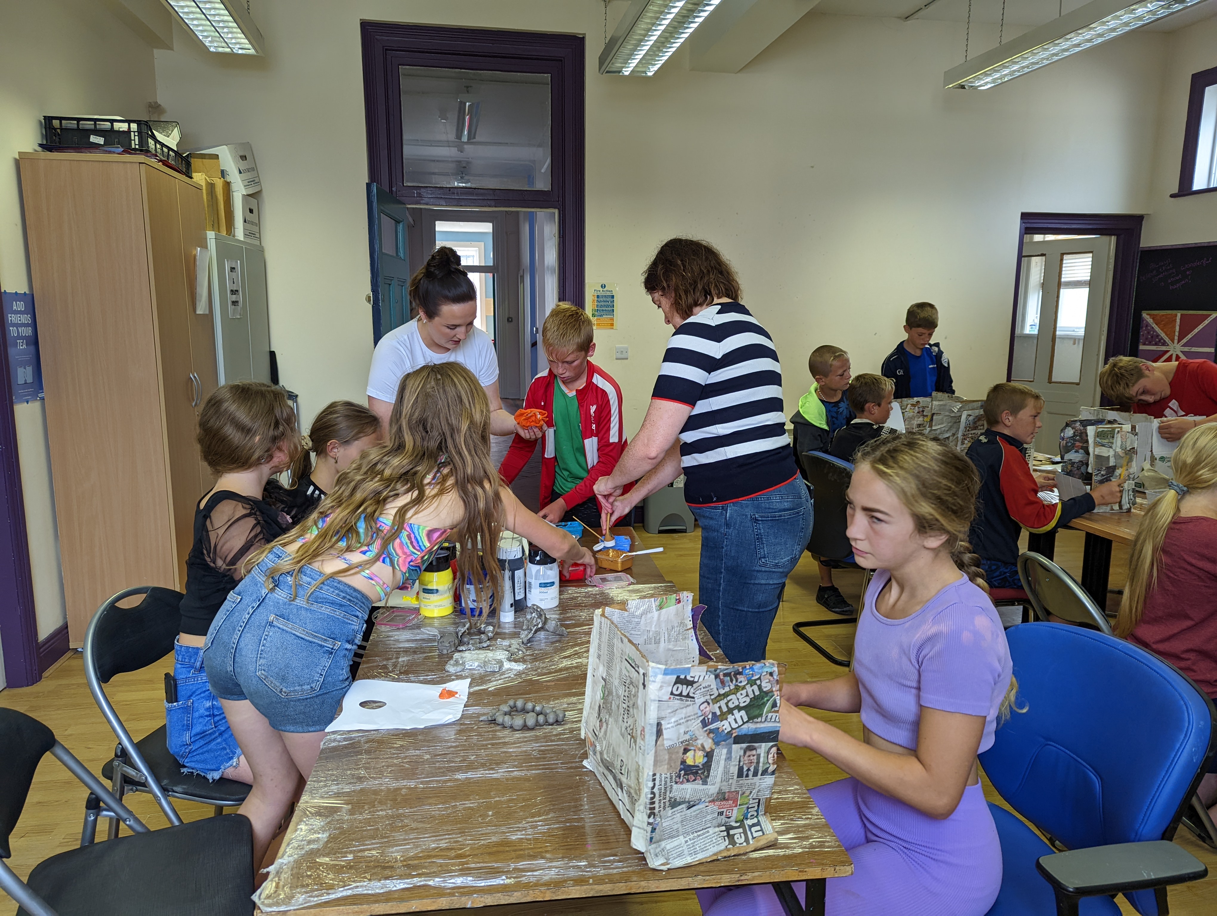 Irish Traveller group working on identity boxes during our Art Camp