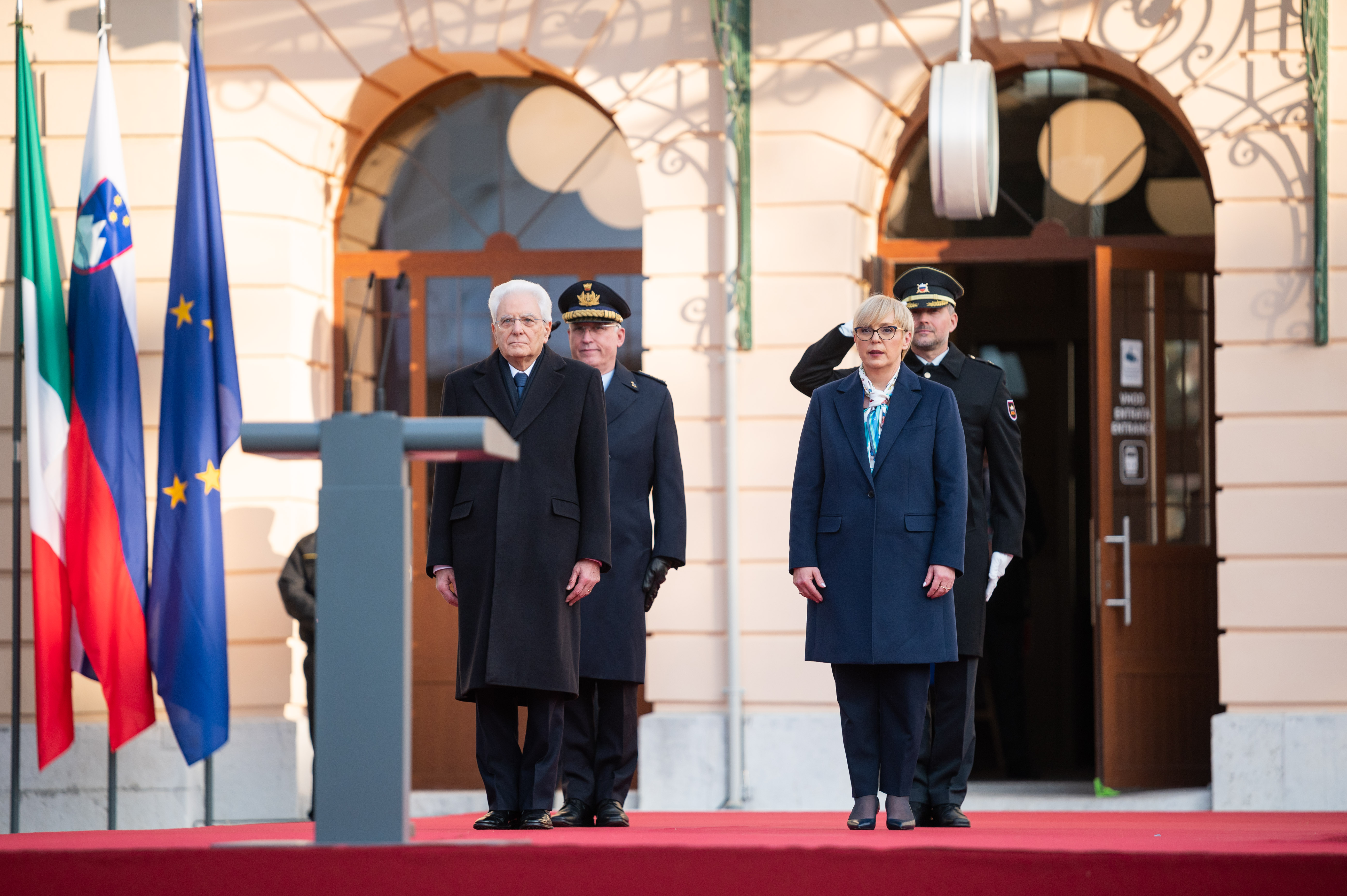 Boštjan Podlogar - Italian President Sergio Mattarella and Slovenian President Nataša Pirc Musar