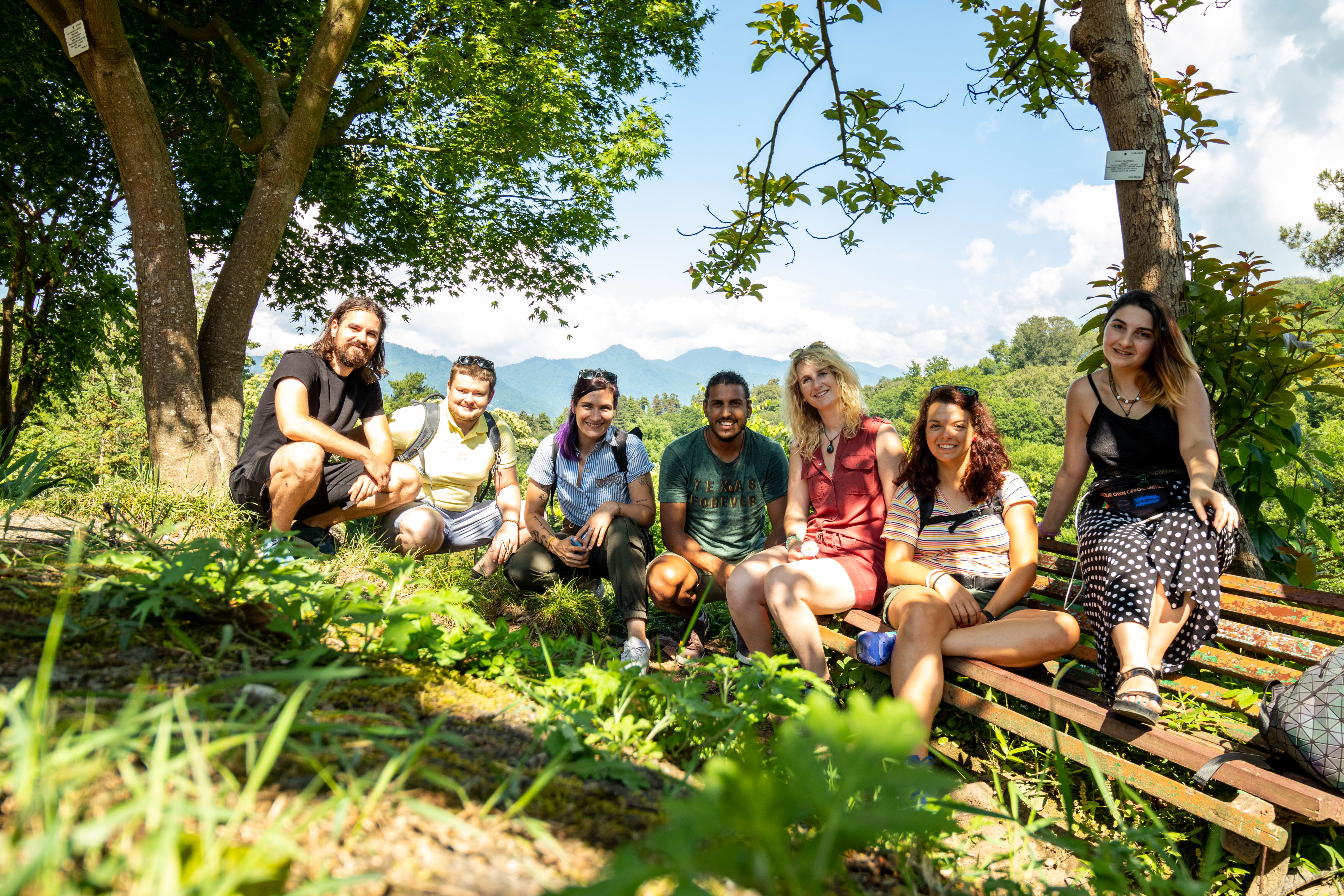Volunteers taking a break