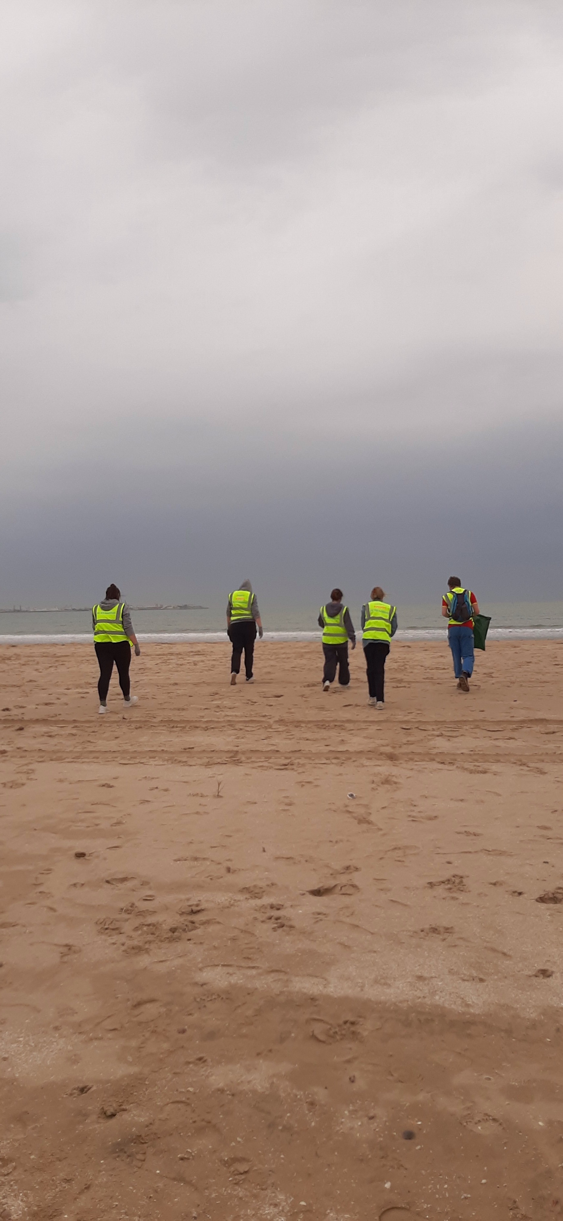 A group of volunteers cleaning the beach