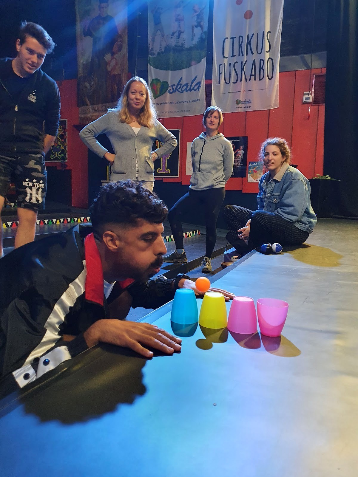 Ahmed performing during circus school