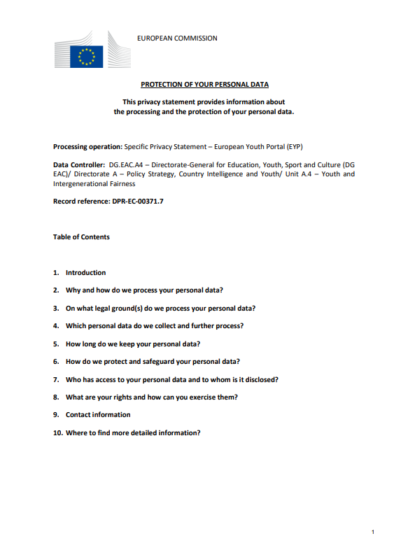 Privacy Statement EYP