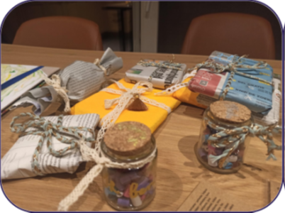 Wrapping gifts with jars, ribbons and fun wrapping paper