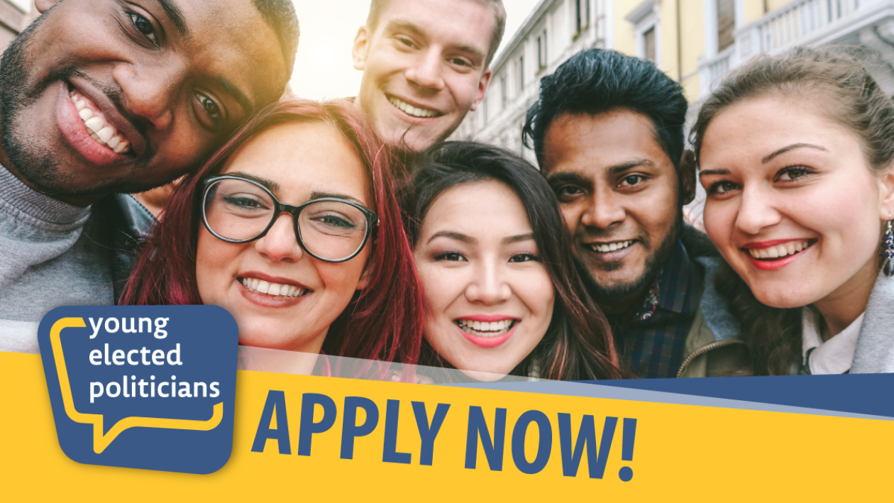 Picture of 3 boys and 3 girls smiling, with the logo of the YEP programme