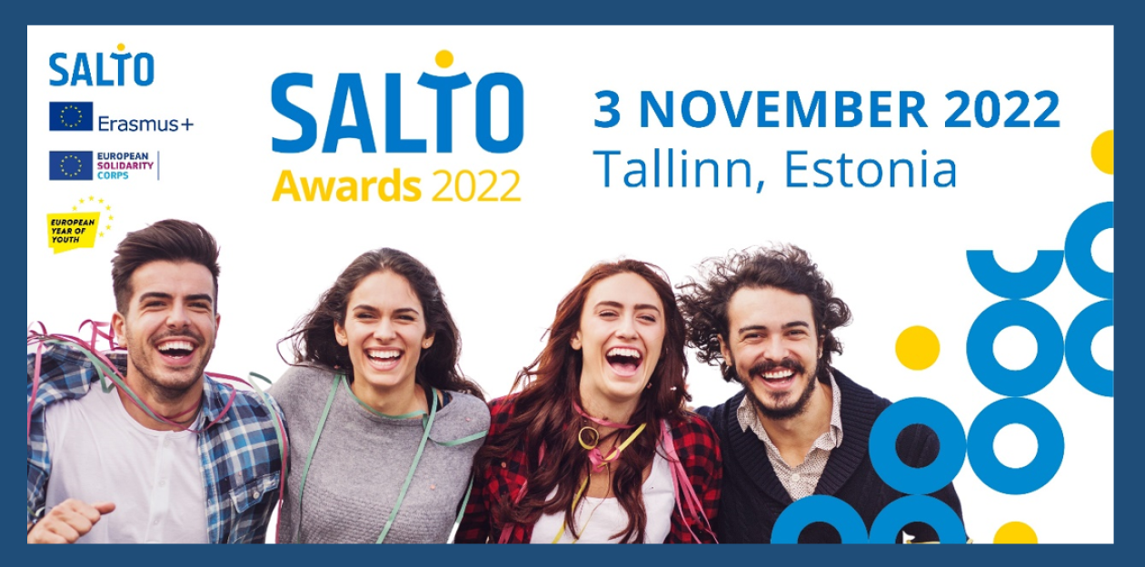 SALTO promo visual for the event - happy young people holding each other 