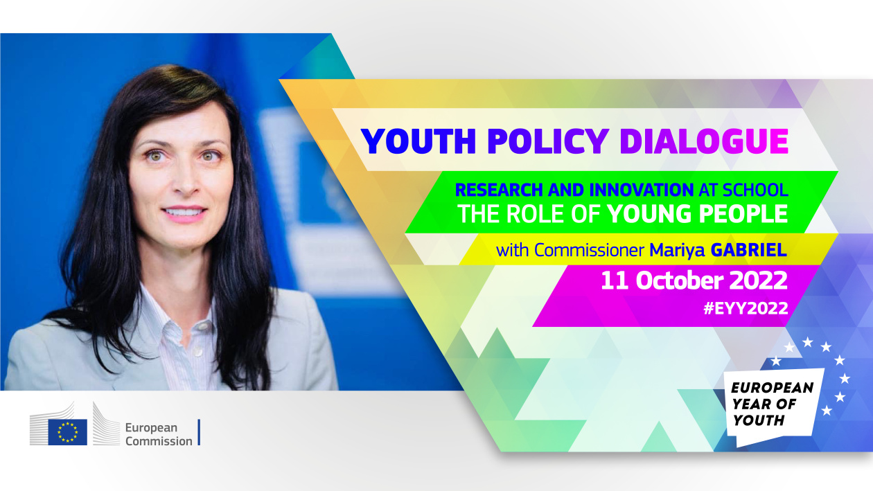 Visual of the policy dialogue with Commissioner Mariya Gabriel. 