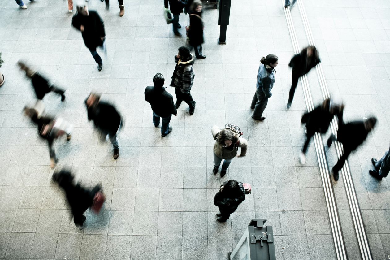 People walking in a railway station