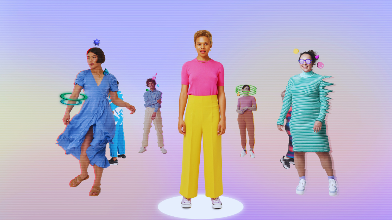 People in a circle, dressed in many colours and playing