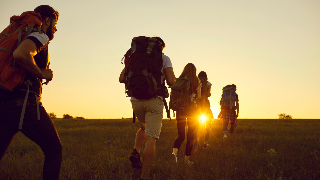A group of young people hiking