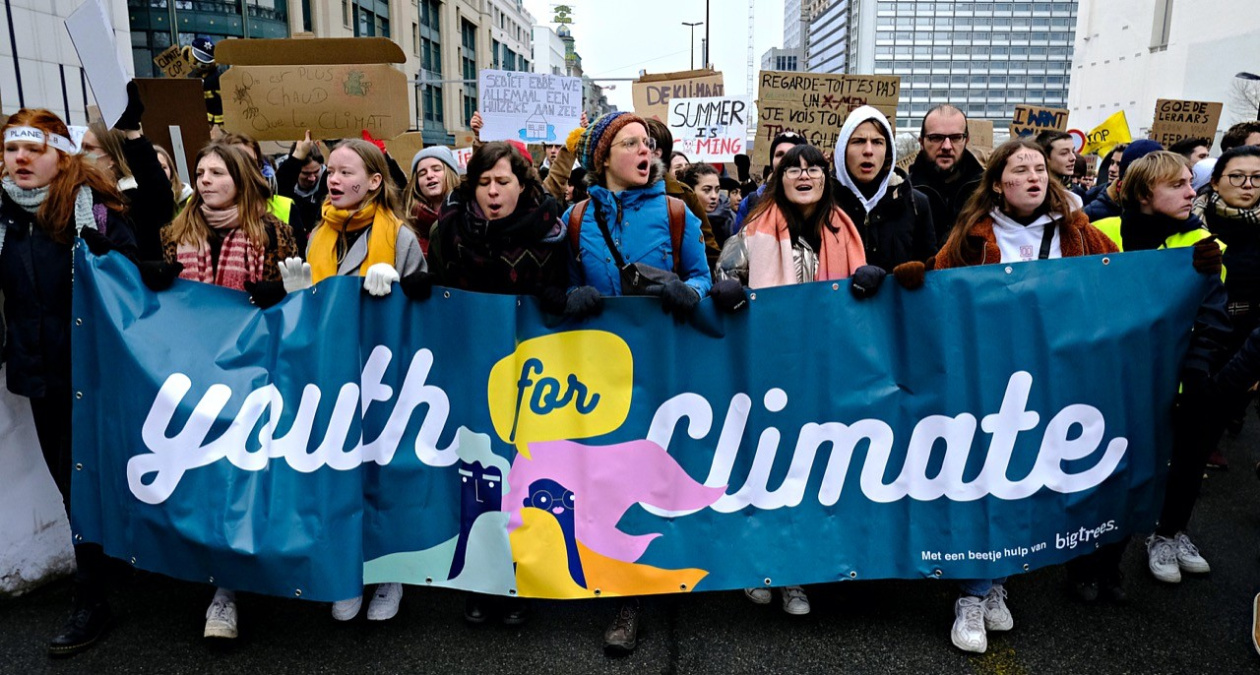 Youth marching for climate