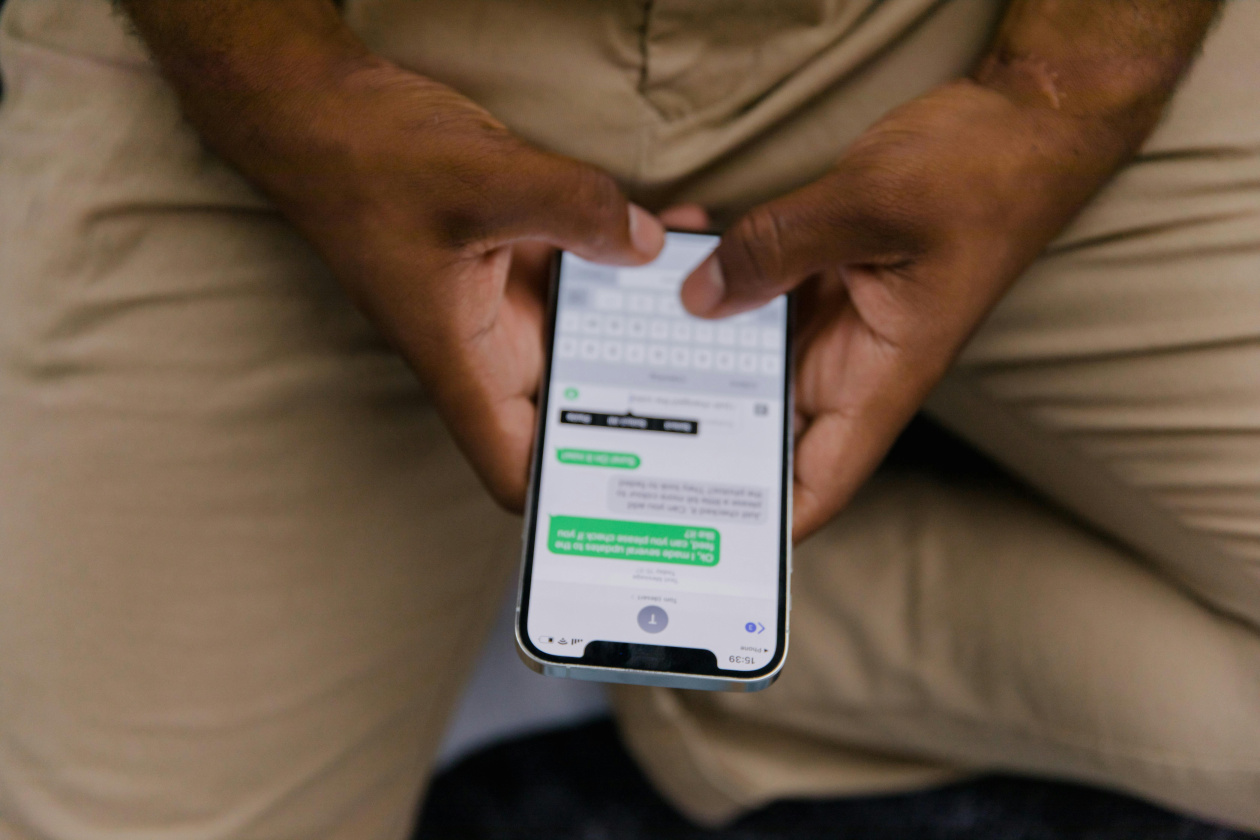Someone holding a smartphone