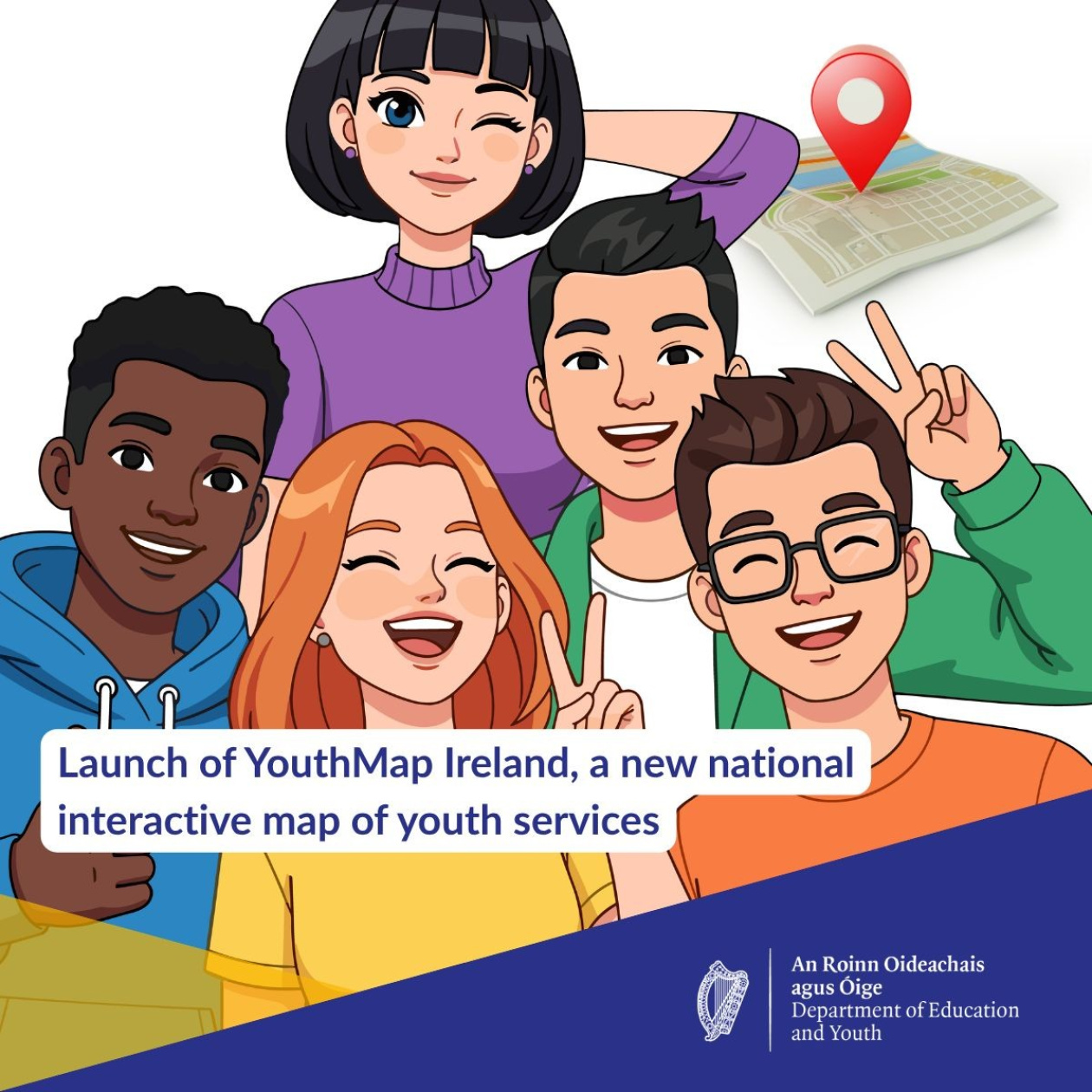 Illustration with a groupdof young people