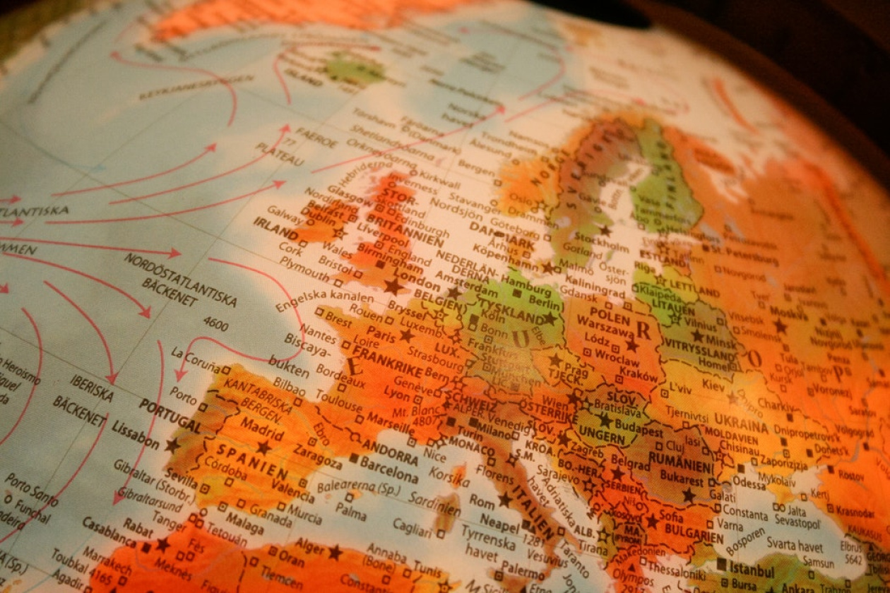 Europe, as seen from a globe