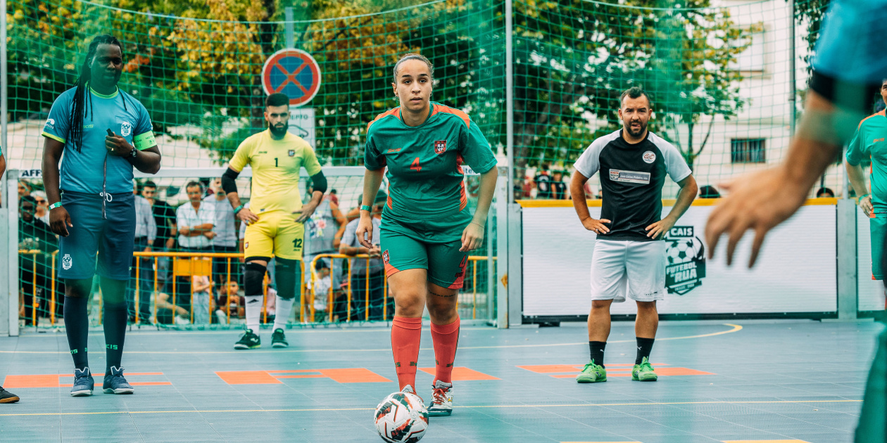Young people playing fooball