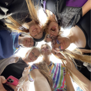 Group photo from downward position showing Estonian Europeers. 