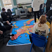 Young people playing Interactive European Map Game