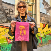 youth exchange participant with artistic canva