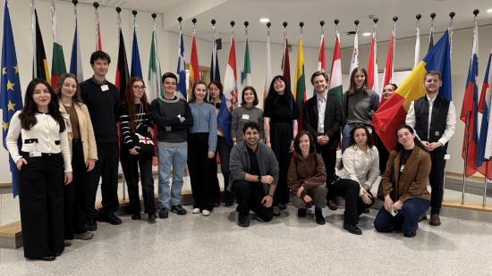Group of young people in the European Parliament