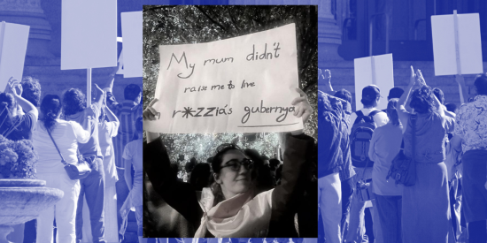 A young woman in a protest in Tbilisi, Georgia, May 2024.