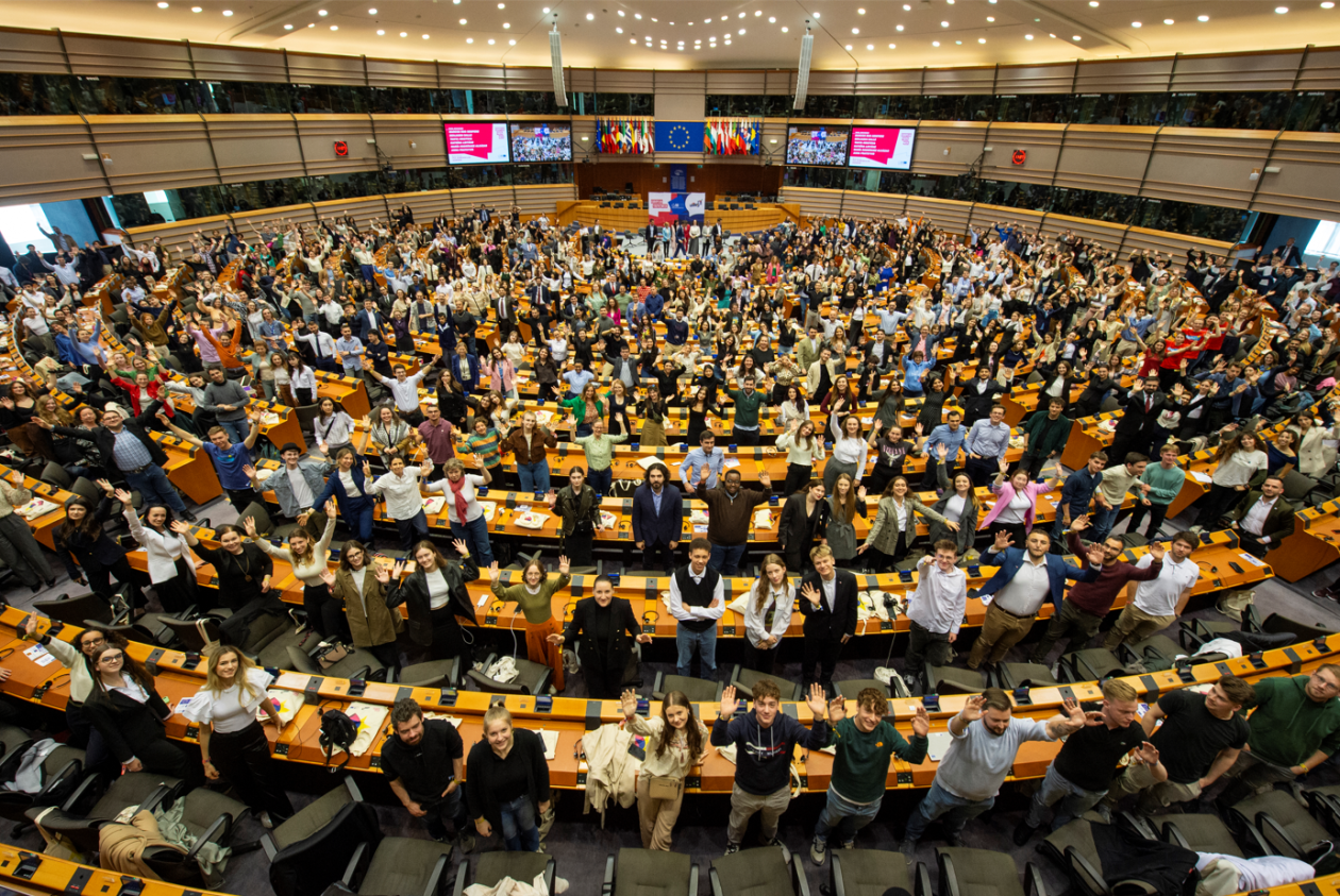 European Youth Week - European Parliament plenary room full of young people