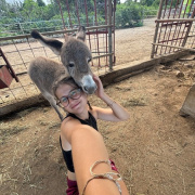 Photo of Marilou with a donkey